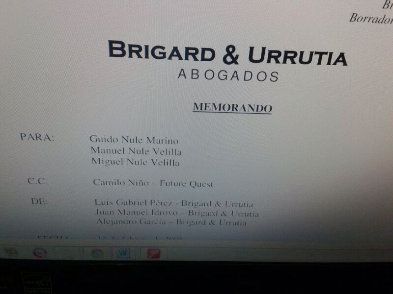 Extracto del memorando de asesoría de Brigard & Urrutia a los Nule para evadir impuestos