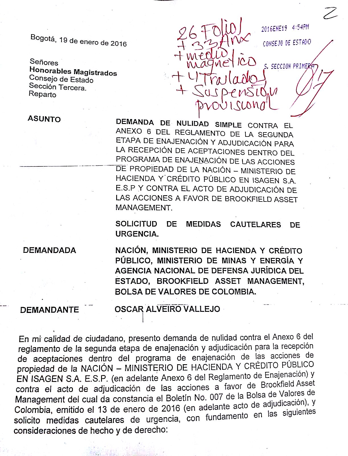 Acción de Nulidad en venta de ISAGÉN